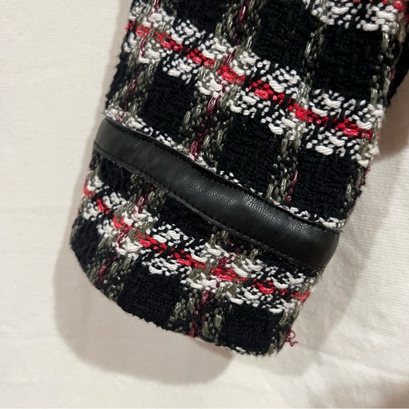 Zara Black/Red Tweed/Textured Moto Jacket - Picture 11 of 12